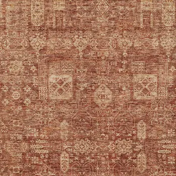 10' X 14' Orange Copper And Terra Cotta Oriental Washable Indoor Outdoor Area Rug