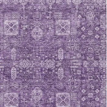 5' X 8' Purple Lilac And Lavender Oriental Washable Indoor Outdoor Area Rug