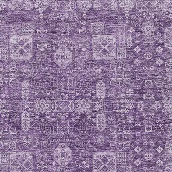 8' X 10' Purple Lilac And Lavender Oriental Washable Indoor Outdoor Area Rug