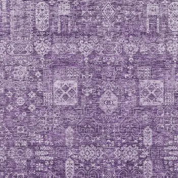 9' X 12' Purple Lilac And Lavender Oriental Washable Indoor Outdoor Area Rug