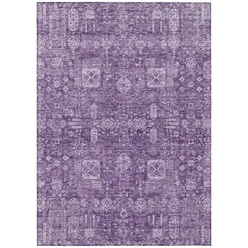10' X 14' Purple Lilac And Lavender Oriental Washable Indoor Outdoor Area Rug