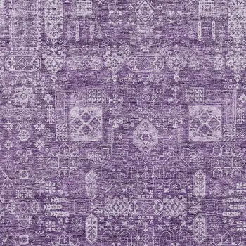 10' X 14' Purple Lilac And Lavender Oriental Washable Indoor Outdoor Area Rug