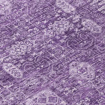 10' X 14' Purple Lilac And Lavender Oriental Washable Indoor Outdoor Area Rug