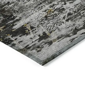 10' X 14' Taupe Brown And Gold Abstract Washable Indoor Outdoor Area Rug