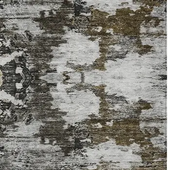 10' X 14' Taupe Brown And Gold Abstract Washable Indoor Outdoor Area Rug