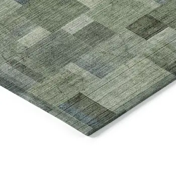 3' X 5' Green And Mint Green Geometric Washable Indoor Outdoor Area Rug
