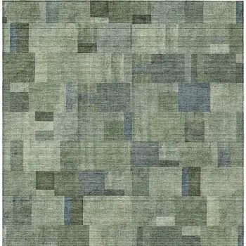 5' X 8' Green And Mint Green Geometric Washable Indoor Outdoor Area Rug
