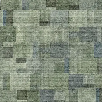 5' X 8' Green And Mint Green Geometric Washable Indoor Outdoor Area Rug