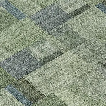 8' Green And Mint Green Round Geometric Washable Indoor Outdoor Area Rug