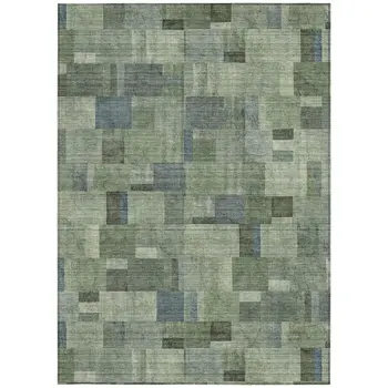 9' X 12' Green And Mint Green Geometric Washable Indoor Outdoor Area Rug