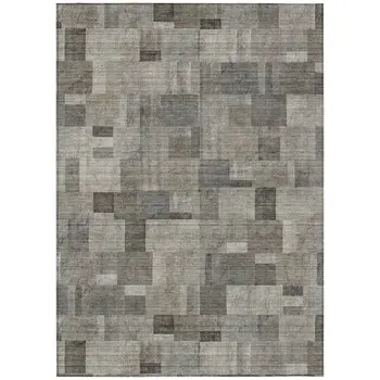 5' X 8' Taupe Beige And Gray Geometric Washable Indoor Outdoor Area Rug