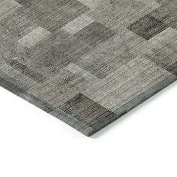 5' X 8' Taupe Beige And Gray Geometric Washable Indoor Outdoor Area Rug