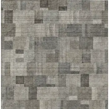 5' X 8' Taupe Beige And Gray Geometric Washable Indoor Outdoor Area Rug