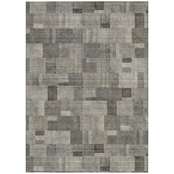 8' X 10' Taupe Beige And Gray Geometric Washable Indoor Outdoor Area Rug