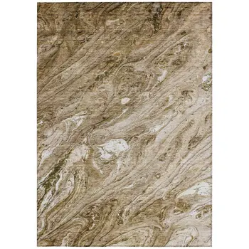 5' X 8' Brown Tan And Beige Abstract Washable Indoor Outdoor Area Rug