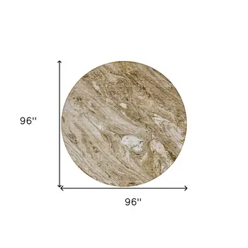 8' Brown Tan And Beige Round Abstract Washable Indoor Outdoor Area Rug
