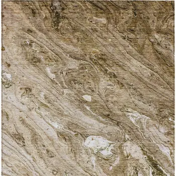 10' X 14' Brown Tan And Beige Abstract Washable Indoor Outdoor Area Rug