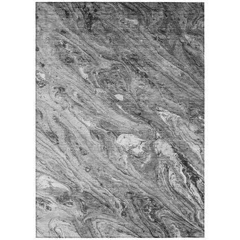 10' X 14' Gray Silver And Charcoal Abstract Washable Indoor Outdoor Area Rug