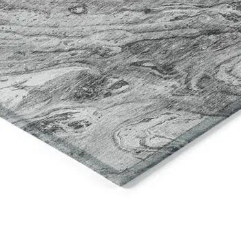 10' X 14' Gray Silver And Charcoal Abstract Washable Indoor Outdoor Area Rug