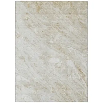 3' X 5' Ivory Beige And Tan Abstract Washable Indoor Outdoor Area Rug