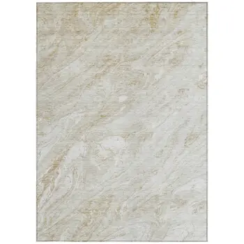 8' X 10' Ivory Beige And Tan Abstract Washable Indoor Outdoor Area Rug