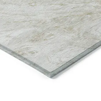 9' X 12' Ivory Beige And Tan Abstract Washable Indoor Outdoor Area Rug