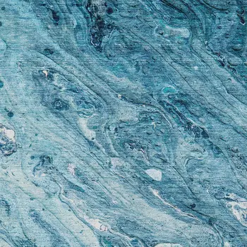 10' X 14' Sky Blue And Navy Blue Abstract Washable Indoor Outdoor Area Rug