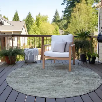 8' Taupe Beige And Tan Round Abstract Washable Indoor Outdoor Area Rug