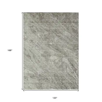 10' X 14' Taupe Beige And Tan Abstract Washable Indoor Outdoor Area Rug