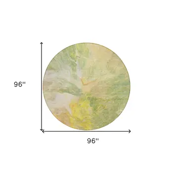 8' Green And Yellow Round Abstract Washable Indoor Outdoor Area Rug