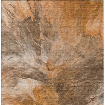 3' X 5' Orange Copper And Terra Cotta Abstract Washable Indoor Outdoor Area Rug