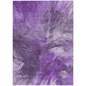 3' X 5' Purple Lilac And Eggplant Abstract Washable Indoor Outdoor Area Rug
