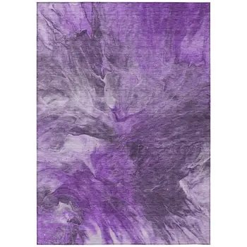 3' X 5' Purple Lilac And Eggplant Abstract Washable Indoor Outdoor Area Rug