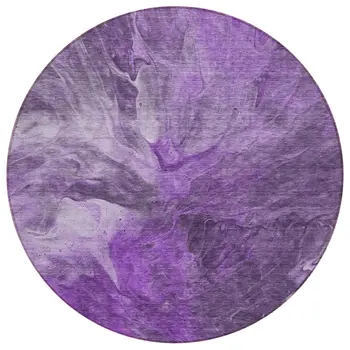 8' Purple Lilac And Eggplant Round Abstract Washable Indoor Outdoor Area Rug