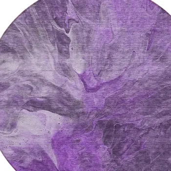 8' Purple Lilac And Eggplant Round Abstract Washable Indoor Outdoor Area Rug