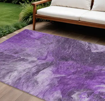 8' X 10' Purple Lilac And Eggplant Abstract Washable Indoor Outdoor Area Rug