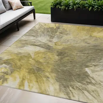 5' X 8' Taupe Beige And Ivory Abstract Washable Indoor Outdoor Area Rug