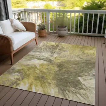 5' X 8' Taupe Beige And Ivory Abstract Washable Indoor Outdoor Area Rug