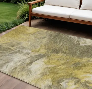 9' X 12' Taupe Beige And Ivory Abstract Washable Indoor Outdoor Area Rug
