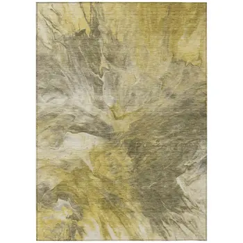 9' X 12' Taupe Beige And Ivory Abstract Washable Indoor Outdoor Area Rug