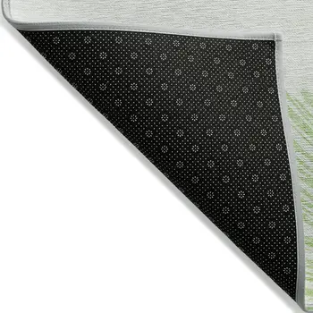 8' X 10' Artichoke Green And Ivory Abstract Washable Indoor Outdoor Area Rug