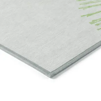 8' X 10' Artichoke Green And Ivory Abstract Washable Indoor Outdoor Area Rug