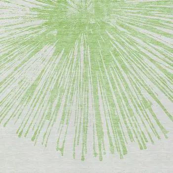9' X 12' Artichoke Green And Ivory Abstract Washable Indoor Outdoor Area Rug