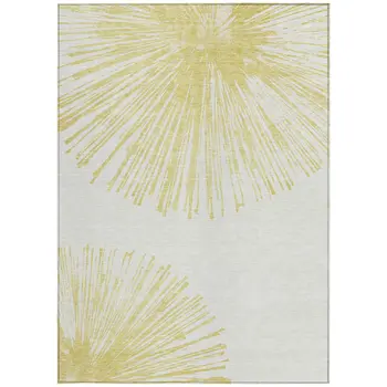 5' X 8' Beige And Ivory Abstract Washable Indoor Outdoor Area Rug