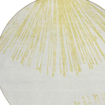 8' Beige And Ivory Round Abstract Washable Indoor Outdoor Area Rug