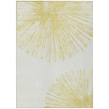 8' X 10' Beige And Ivory Abstract Washable Indoor Outdoor Area Rug