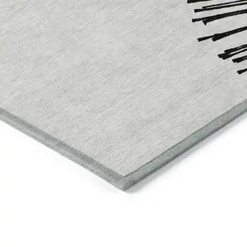 3' X 5' Black And Ivory Abstract Washable Indoor Outdoor Area Rug