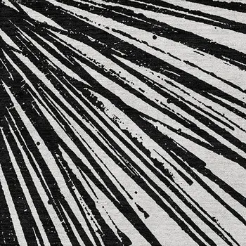 9' X 12' Black And Ivory Abstract Washable Indoor Outdoor Area Rug