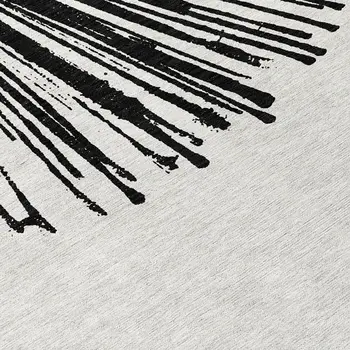 10' X 14' Black And Ivory Abstract Washable Indoor Outdoor Area Rug