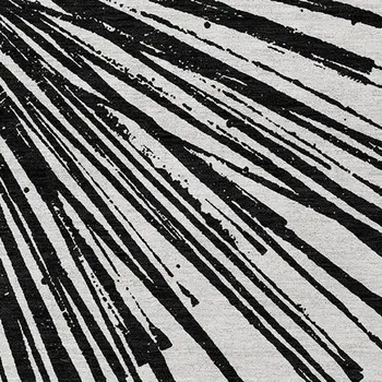 10' X 14' Black And Ivory Abstract Washable Indoor Outdoor Area Rug